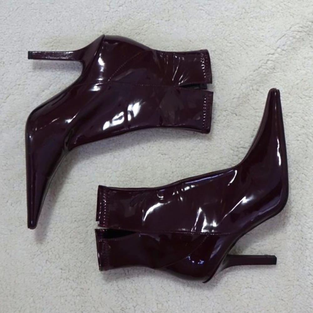 ZARA - Burgundy Vinyl Stiletto Boot - Women's US 7.5